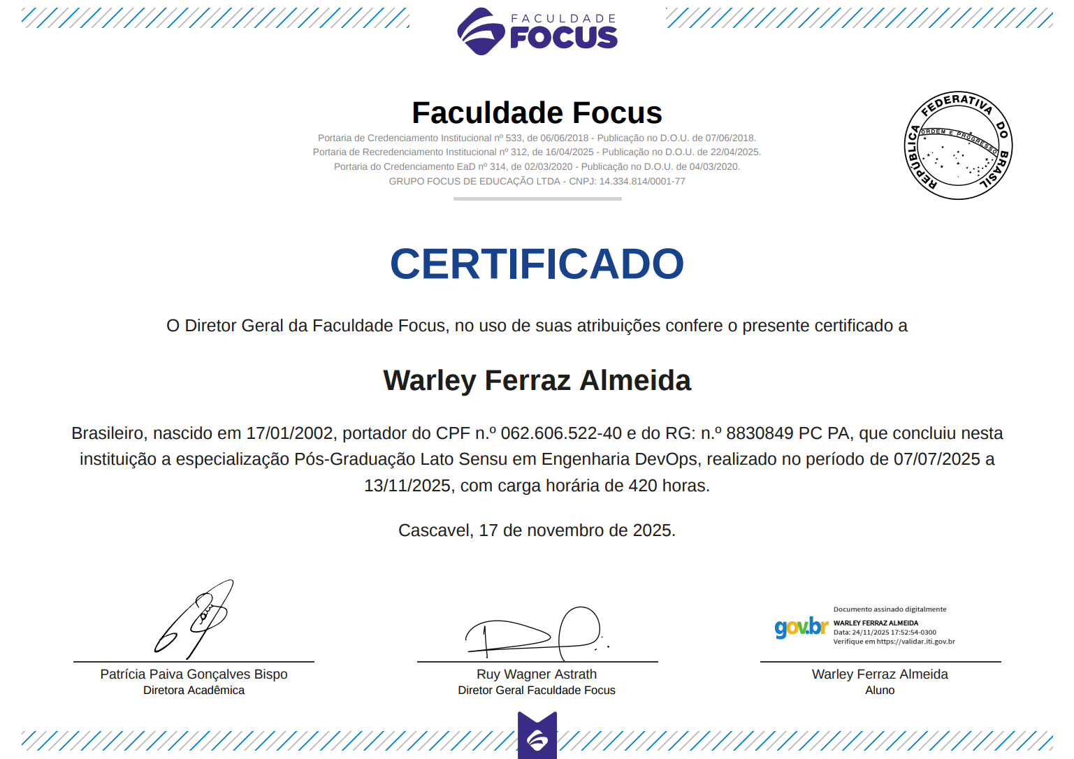 Diploma Pós-graduação Engenharia DevOps