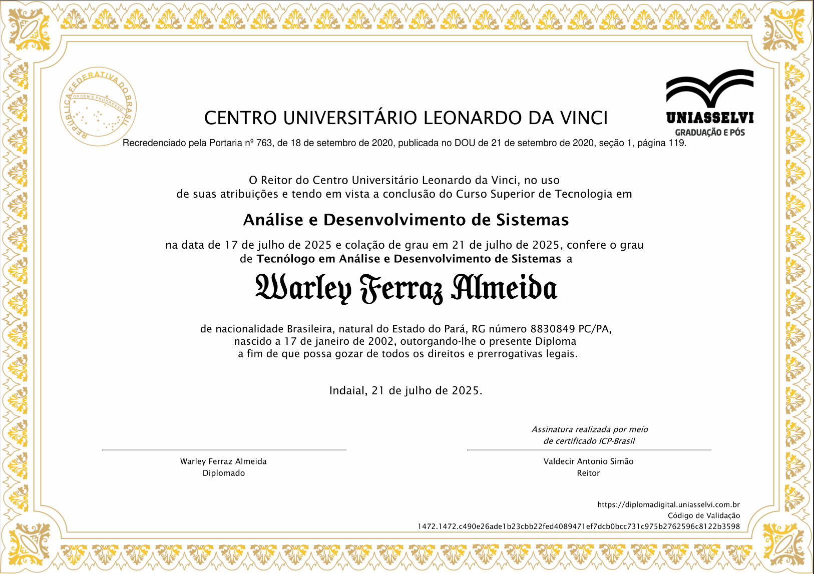 Diploma ADS Uniasselvi